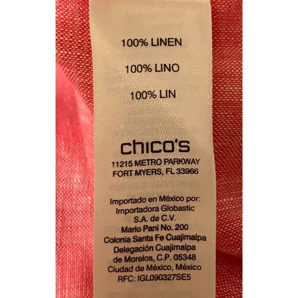 Chico's Chambray Linen Shirt 1 (M) Quarter Sleeves Minimalist Flowy 100% Linen - Picture 10 of 13